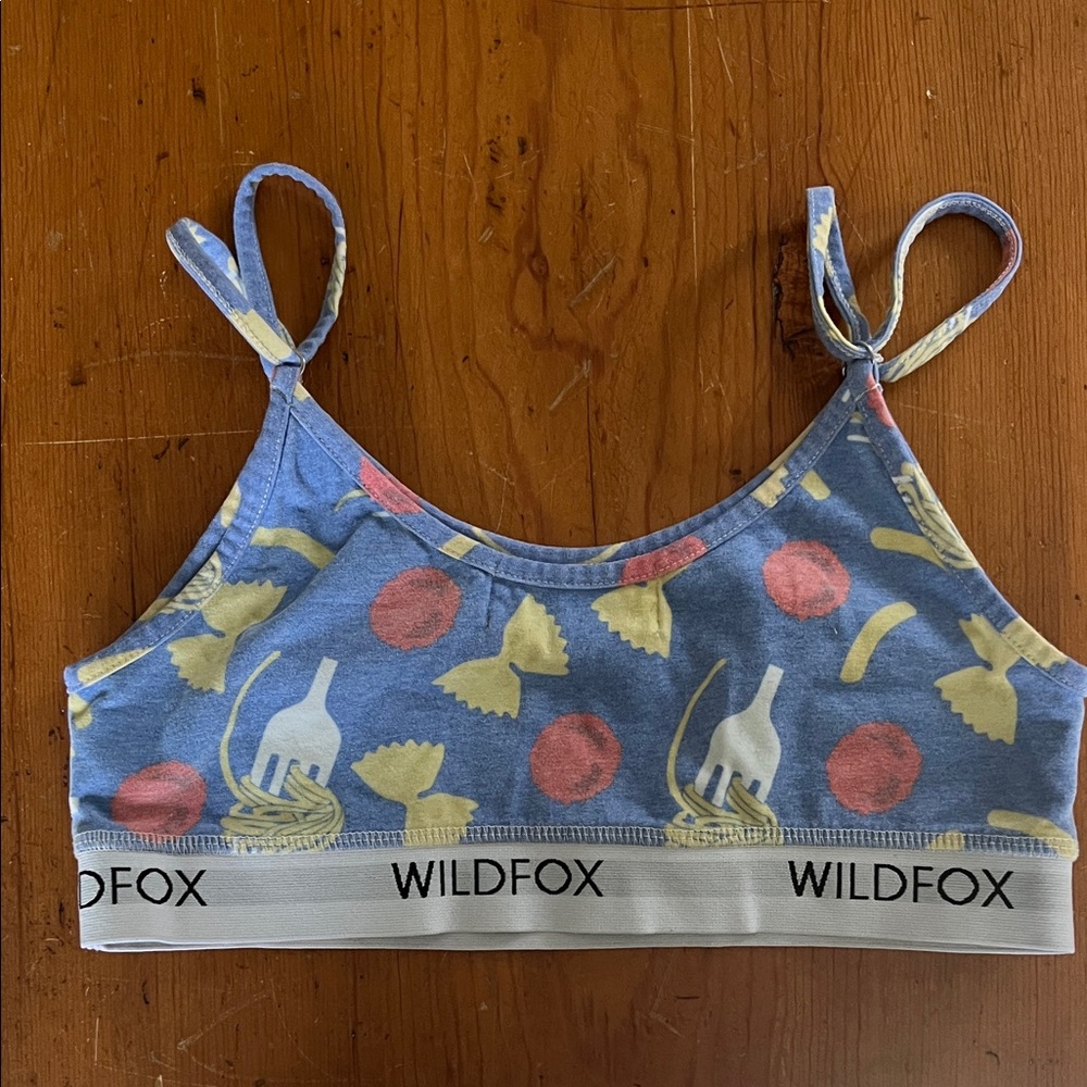 Wildfox Blue Pasta Print Crop Bralette - Picture 3 of 3
